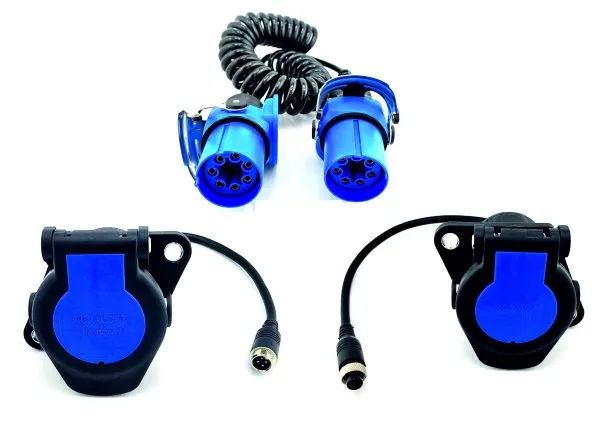 AgraConnect Blue - Spiralkabel und 2x Kamera Steckdose 1-Kanal AgraConnect Blue - Spiralkabel und 2x Kamera Steckdose 1-Kanal